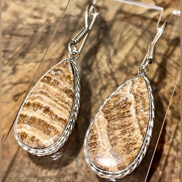 Teardrop Shape Aragonite Earrings 2” - Picture 3 of 10